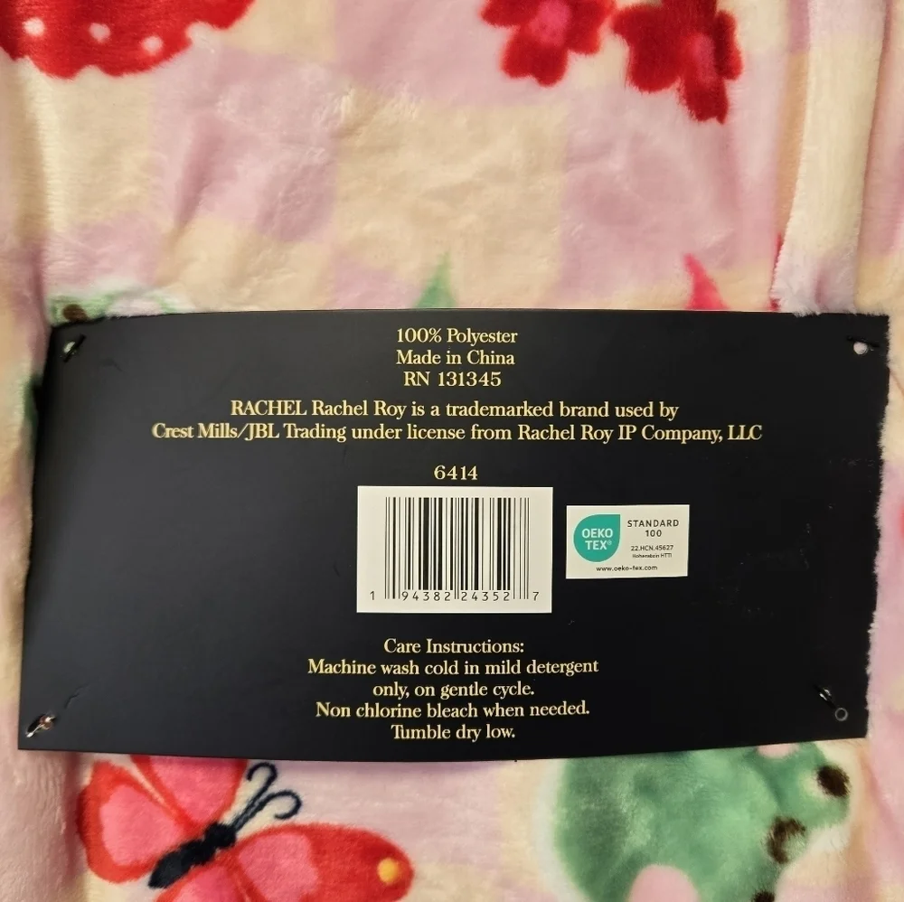 Rachel Roy Frog Mushroom Oversized Plush Throw Blanket Pink Green